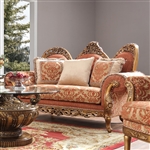 Upholstered Loveseat in Bright Gold Finish by Homey Design - HD-106-L