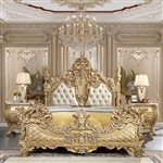 Versailles Bed in Metallic Antique Gold Finish by Homey Design - HD-1801-B