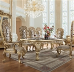 Versailles 7 Piece Dining Room Set in Metallic Antique Gold Finish by Homey Design - HD-1801-DT