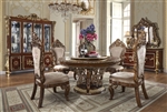 Monte Carlo 5 Piece Round Table Dining Room Set in Burl & Metallic Antique Gold Finish by Homey Design - HD-1803-DT-R