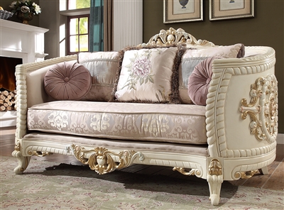 Antique Lavish Carved Upholstery Loveseat by Homey Design - HD-2011-L