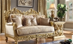 Gold and Beige Upholstered Loveseat by Homey Design - HD-2659-L