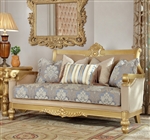 Fabric Upholstered Metallic Bright Gold Loveseat by Homey Design - HD-2666-L