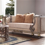 Traditional Style Loveseat in Gold Finish by Homey Design - HD-3058-L