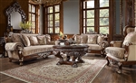 Monte Carlo 2 Piece Living Room Set in Custom Burl & Antique Silver Finish by Homey Design - HD-562