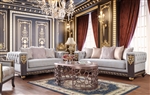 Luxurious Royal 2 Piece Living Room Set in Gray Fabric & Gold Finish by Homey Design - HD-6030-1