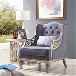 Traditional Style Chair in Cobalt Blue/Silver Finish by Homey Design - HD-701-C