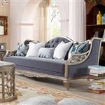 Traditional Style Sofa in Cobalt Blue/Silver Finish by Homey Design - HD-701-S