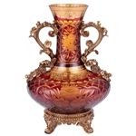 Arc De Cristal Vase in Bronze/Ruby Red/Gold Finish by Homey Design - HD-7015