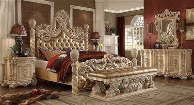 Palazzo Magnifico 6 Piece Bedroom Set in Antique White Finish by Homey Design HD-7266