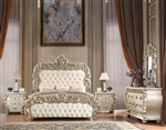 Traditional Vienna Euro 6 Piece Bedroom Set in Metallic Champagne Finish by Homey Design - HD-8011CH