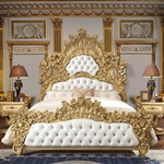 Luxurious Carved Button Tufted Bed by Homey Design - HD-8086-B