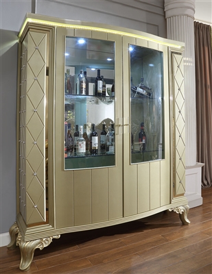 Atlantis China Cabinet in Satin Gold Finish by Homey Design - HD-8092-CB