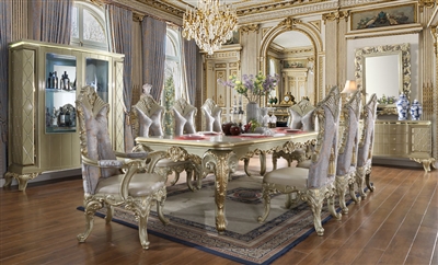 Atlantis 7 Piece Dining Room Set in Satin Gold Finish by Homey Design - HD-8092-DT