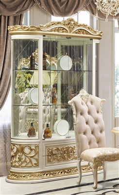 Classic Style China Cabinet in Gold & Cream Finish by Homey Design - HD-903-CB