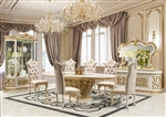 Classic Style 7 Piece Dining Room Set in Gold & Cream Finish by Homey Design - HD-903-DT