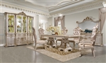 Traditional Style 7 Piece Dining Room Set in Gold & Pink Beige Finish by Homey Design - HD-9086-DT