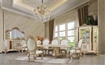 Royal European Luxury 7 Piece Dining Room Set in Gold & White Finish by Homey Design - HD-9093-DT