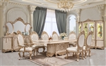 Royal European Luxury 7 Piece Dining Room Set in Gold & Cream Finish by Homey Design - HD-9102-DT