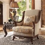 Traditional Wood Decorative Trim Upholstered Chair by Homey Design - HD-92-C