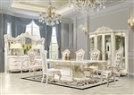 Traditional Style 7 Piece Dining Room Set in Gold & Antique White Finish by Homey Design - HD-959-DT