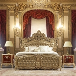Royal Luxury Bed in Antique Gold & Burl Finish by Homey Design - HD-961-B