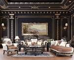 SM Black Enamel + Antique Gold & Silver Accents Finish 2 Piece Living Room Set by Homey Design - HD-9666