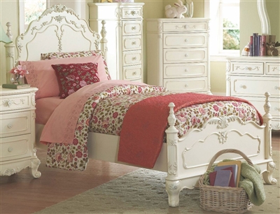 Cinderella Twin Bed in White by Home Elegance - HEL-1386T-1
