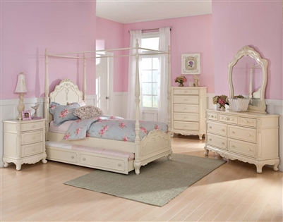 Cinderella 4 Piece Youth Bedroom Set in Ecru by Home Elegance - HEL-1386TPP-1-4