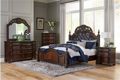 Adelina 6 Piece Bedroom Set in Cherry Finish by Home Elegance - HEL-1468-1-4