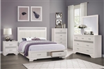 Luster Queen Bed in White and Silver Glitter Finish by Home Elegance - HEL-1505W-1