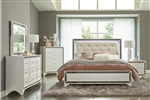 Salon Queen Bed in Pearl White Metallic Finish by Home Elegance - HEL-1572W-1