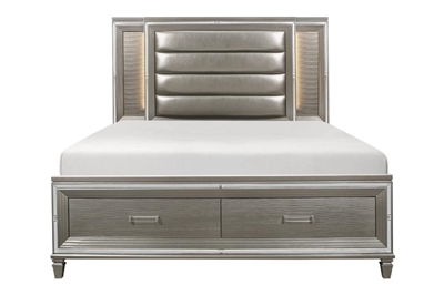 Tamsin Queen Bed in Silver-Gray Metallic by Home Elegance - HEL-1616-1