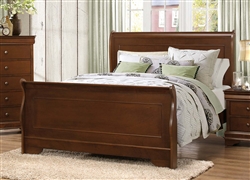 Abbeville Queen Sleigh Bed in Brown Cherry by Home Elegance - HEL-1856-1