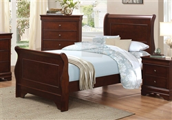 Abbeville Twin Sleigh Bed in Brown Cherry by Home Elegance - HEL-1856T-1