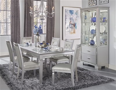 Allura 5 Piece Dining Set in Silver by Home Elegance - HEL-1916-84-5