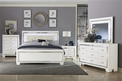 Allura 6 Piece Bedroom Set in White by Home Elegance - HEL-1916W-1-4