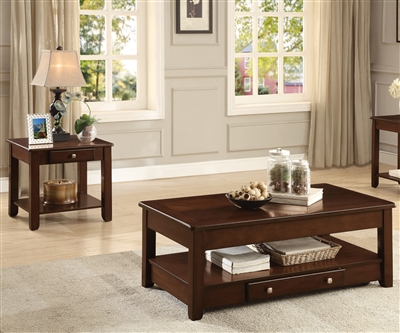 Ballwin 2 Piece Occasional Table Set in Deep Cherry by Home Elegance - HEL-3256RF-30
