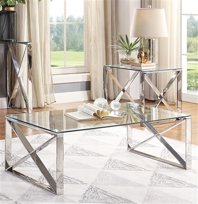 Rush 2 Piece Occasional Table Set in Chrome by Home Elegance - HEL-3644-30
