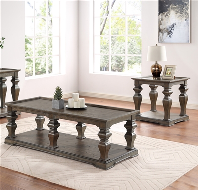 Calera 2 Piece Occasional Table Set in Wire Brushed Oak by Home Elegance - HEL-3675-30