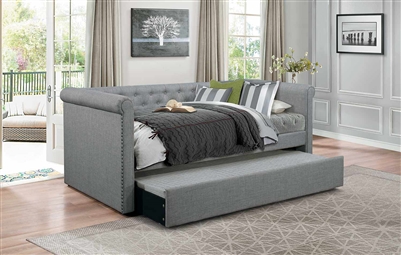 Edmund Daybed with Trundle in Grey by Home Elegance - HEL-4970