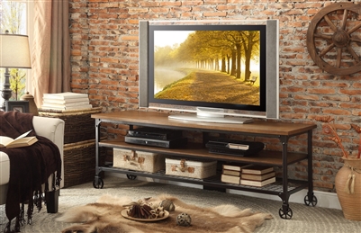 Millwood 65" TV Stand in Distressed Ash by Home Elegance - HEL-50990-T