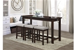 Connected 4 Piece Counter Height Dining Room Set in Espresso Finish by Home Elegance - HEL-5713ES-4