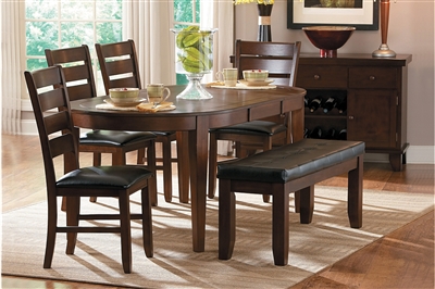 Ameillia 5 Piece Oval Dining Room Set in Dark Oak Finish by Home Elegance - HEL-586-76-5