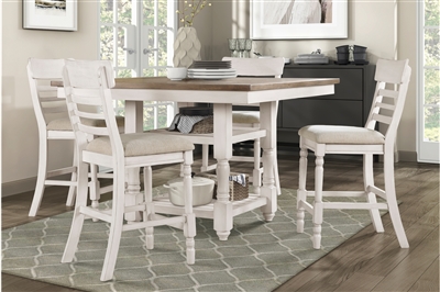 Alburgh 5 Piece Counter Height Dining Room Set in Two Tone Finish by Home Elegance - HEL-5906WH-36-5
