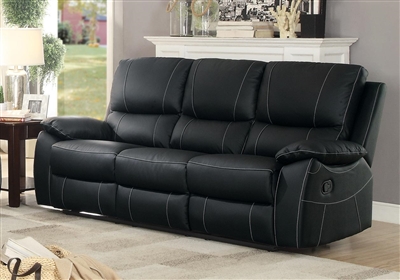 Greeley Double Reclining Sofa in Black by Home Elegance - HEL-8325BLK-3