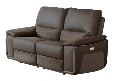 Corazon Power Double Reclining Love Seat in Gray by Home Elegance - HEL-8355-2PW