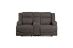 Camryn Double Reclining Love Seat in Chocolate Fabric by Home Elegance - HEL-9207CHC-2