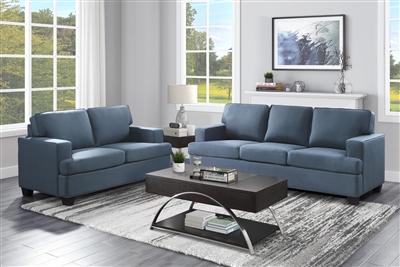 Elmont 2 Piece Sofa Set in Blue by Home Elegance - HEL-9327BU