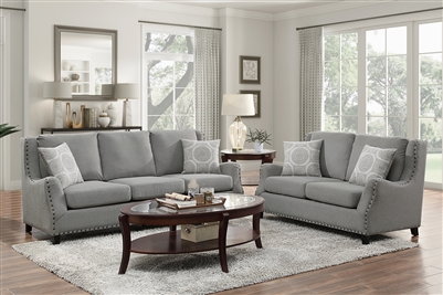 Halton 2 Piece Sofa Set in Gray by Home Elegance - HEL-9339GY